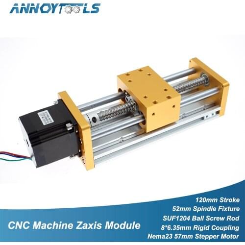 CNC Zaxis Module Aluminum Sliding Table Support Nema23/57 Stepper Motor 52mm Spindle 120mm Stroke Engraving Machine Accessories