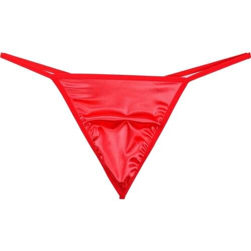 Men Silky Satin Panties Sexy Bulge Pouch G-string Thongs Solid Color Low Waist Open Butt T-back Underpants Sissy Male Underwear