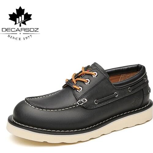 DECARSDZ 2021 Luxury Genuine Leather Shoes Men Spring & Autumn Fashion Shoes Man Classic Retro Outdoor Footwear Men Casual Shoes