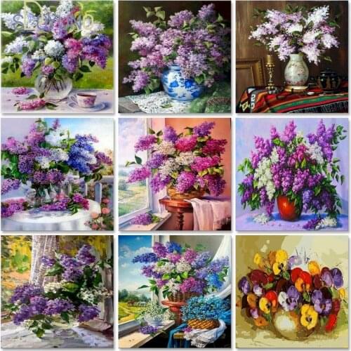 SDOYUNO Diy Coloring Picture By Numbers Flower Hand Paind Kit Canvas Painting By Numbers Zero Foundation Home Decor