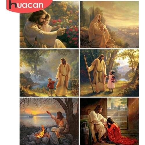 HUACAN DIY frame Picture By Numbers Religion Figure Unique Gift Wall Art HandPainted Paint By Number Jesue Decoration