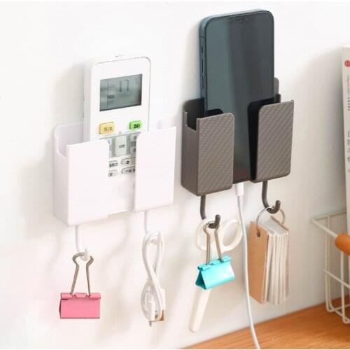 Wall Mounted Organizer Storage Box Remote Control Mounted Mobile Phone Plug Wall Holder Practical Wall Storage Holder Hook