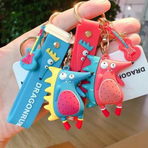 Crocodile Keychain Original Cartoon Fox Key chains Childhood Lovely Hedgehog Car Keyring Pendant For Girl Bag Gifts