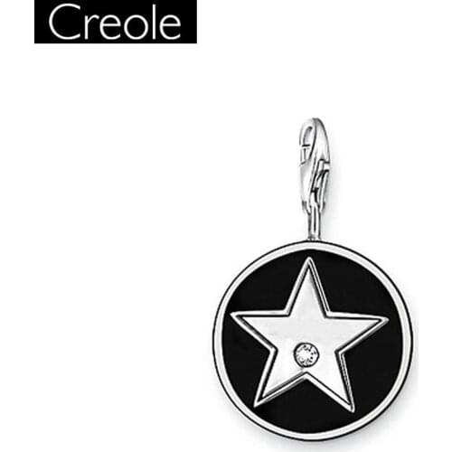 Charm Pendant Black Star,2018 Fashion Jewelry Trendy Real Authentic 925 Sterling Silver Gift For Women Men Fit Bracelet