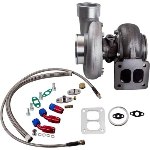 Complete Kit GT45 Universal Turbo Turbocharger + Oil Feed Line+Oil Drain Return Turbocompressor Turbine Turbolader