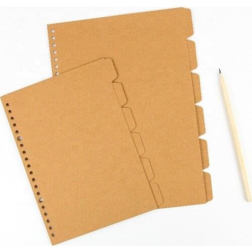 4 Sets Kraft Paper Index Tab Divider For A5 20 Holes Loose Leaf Journal