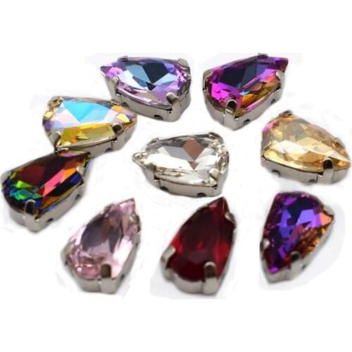 Shield Shape Garment Rhinestones Flatback Sew On Crystal Jewelry-Making Silver Claw For Nail Art Clothes Needlwork Diamond Decor