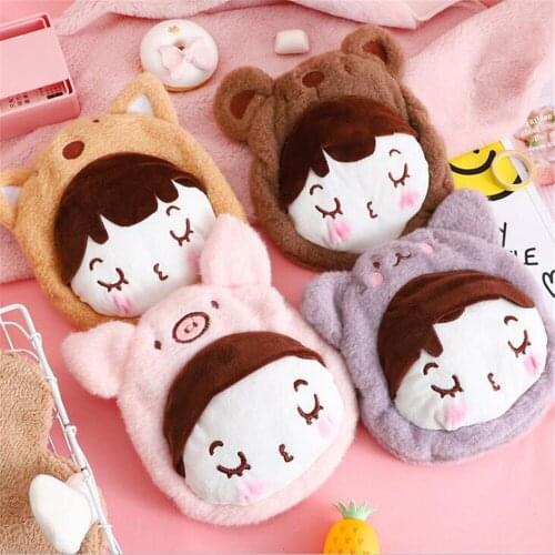 350ml Cute Stress Pain Relief Therapy Hot Water Bottle Bag with Knitted Soft Cozy Cover Winter Warm Heat Reusable Household tool