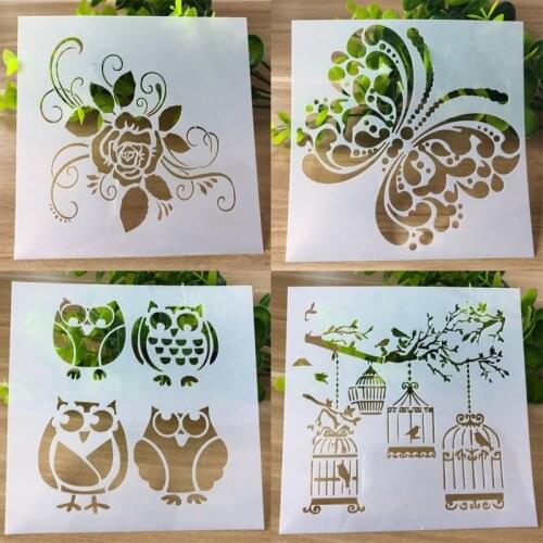 4pc Openwork Flower Stencil DIY Scrapbooking Album Decorative Bullet Journal Accessories Template Drawing Stencils For Children