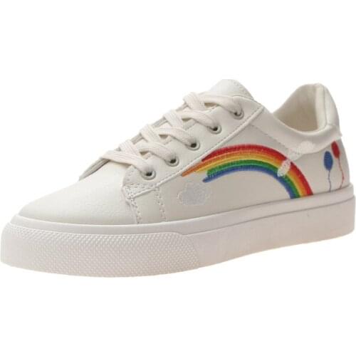 Brand Flat Shoes Women Breathable Autunm Rainbow Woman Slipony Soft Loafers Lady Casual Shoes Womens Vulcanize Shoes U13-64