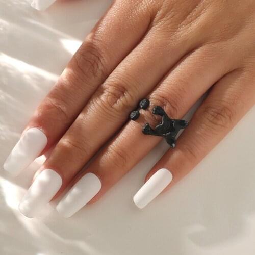 Punk Hiphop Cute Metal Small Dog Ring For Men Women Vintage Funny Animals Open Finger Ring Party Holiday Jewelry Gift