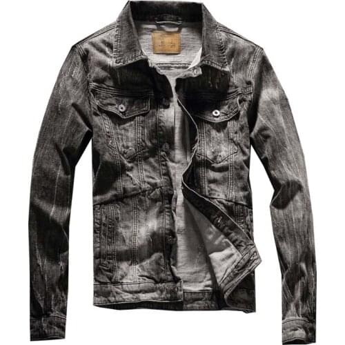 High quality Denim Jacket Men Ripped Holes Mens Jean Jackets New 2019 Autumn/Winter Garment Washed Mens Denim Coat