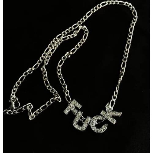 Punk Silver Choker Crystal Letters Necklace for Women Chains and Necklaces Gothic Friends Goth Womens Neck Chain Kpop Fashion
