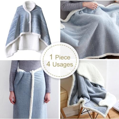 Winter Lazy Blanket Super Soft Shawl Blanket for Home Warm Fleece TV Blanket With Buttons Wearable Sherpa Throw Mantas De Cama