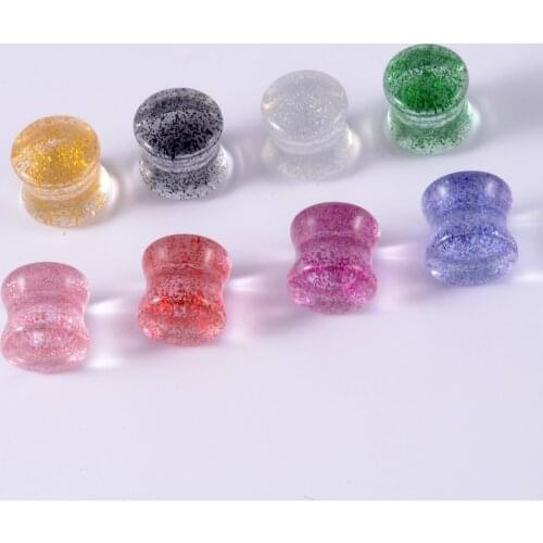 CHUANCI 1Pair Acrylic Sparkle Bling Ear Plugs Tunnels Stretcher Expander Earring Flesh Ear Piercing Body Jewelry
