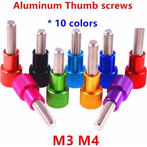 10pcs Aluminum Thumb screw M3 Hand screw Knurled Aluminum alloy Head Stainless steel thread Hand tighten Thumb screws