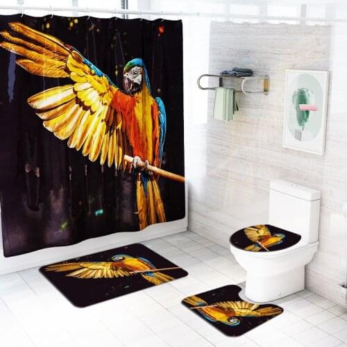 4pcs Home Decor Bath Mats Shower Curtain Bathroom Rug Bath Floor Carpet Washable Anti-slip Shower Room Bathroom Carpet