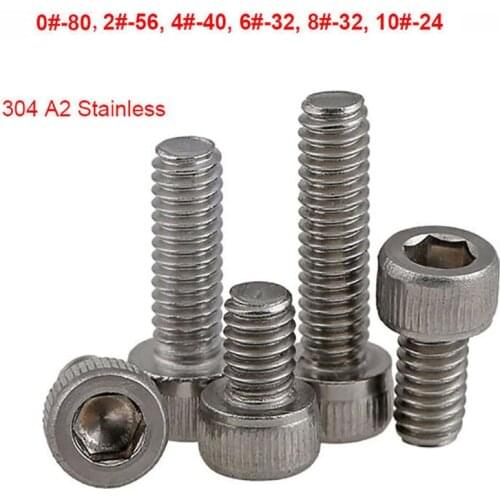 5Pcs-20Pcs Hex Hexagon Socket Head Cap Screw US Standard 304 Stainless Steel Allen Bolts 0#-80 2#-56 4#-40 6#-32 8#-32 10#-24