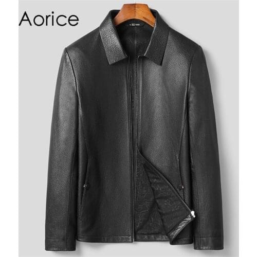 Aorice Men Genuine SheepSkin Leather Jacket Coat Male Brand New Winter Real Leather Jackets Coats MT131