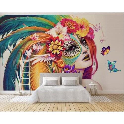 Beibehang European fashion personality decorative painting colorful hand-painted 3d wallpaper beautiful background wall paper
