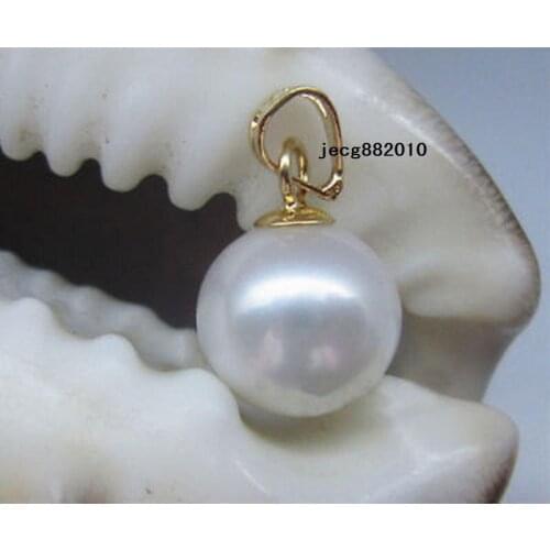 Free shipping AAA 10-11MM NATURAL SOUTH SEA WHITE PERFECT ROUND PEARL PENDANT