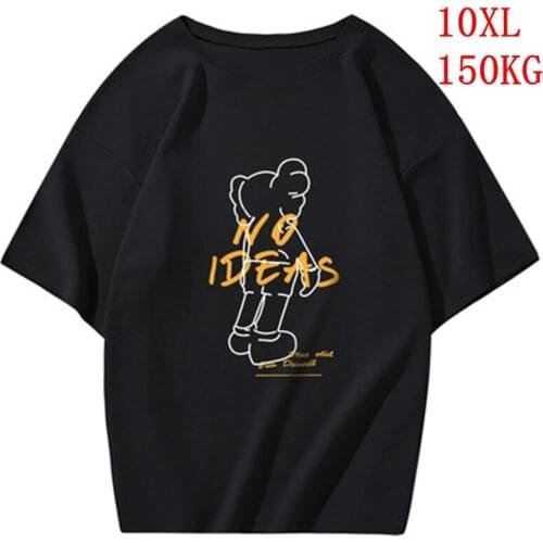 Large size womens T-shirt plus size 7XL 8XL 9XL 10XL summer round neck short sleeve loose black and white red big T-shirt top