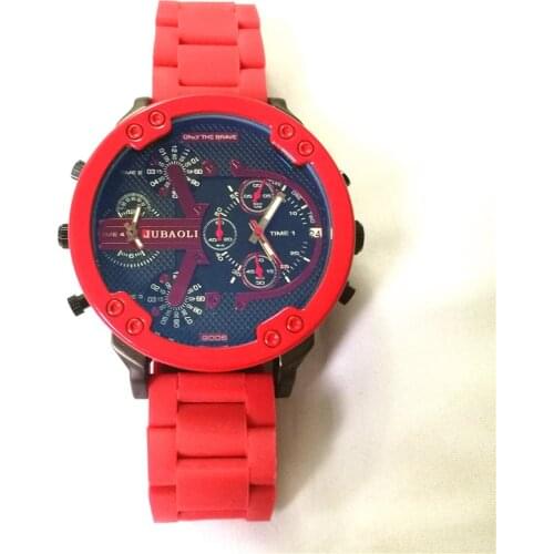 Brand Dual Time Display Business Watches for Men Red Steel Strip Sport Quartz Chronograph Watch Dz Style 7370 Relogio Masculino