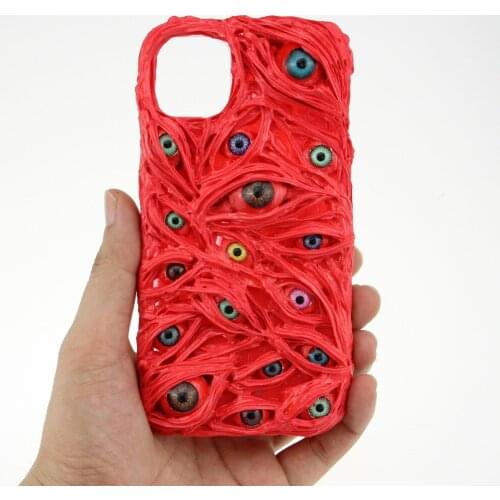 Handmade Red Demon Eye Fear Phone Case For Iphone 12 11 Pro Max XSMAX XR SE 7 8 Plus Samsung Note 20 Ultra S20 21 Cover Men