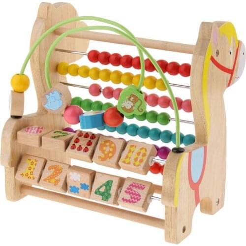 Wooden 3 in 1 Toy Abacus Labyrinth Number Blocks Early Learning Mathematical Educational Toys Birthday Gift for Children Kids