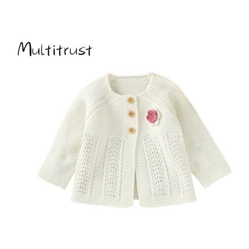 Children Kids Sweater Autumn Baby Girl Flowers Hollow Design Cardigan Casual Outerwear Coat Clothes