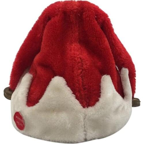 Electric Santa Claus Hat Deocration Singing And Dancing Short Plush Cap For Christmas Cosplay Decoration