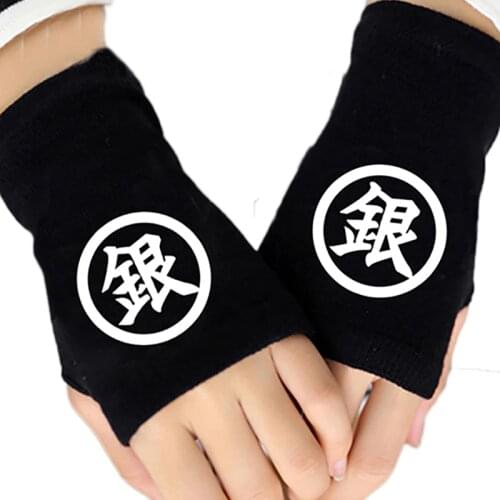 Anime Gintama Silver Soul Finger Cotton Knitting Gloves Mitten Lovers Accessories Cosplay Warm Cospaly Fingerless Gloves HOT