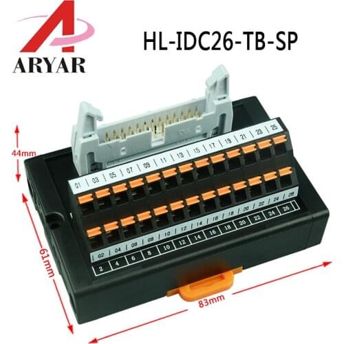 IDC26 2x13 Pins 0.1" Male Header Breakout Board, Terminal Block, Connector. IDC26 to Spring Terminal Block Connector Module