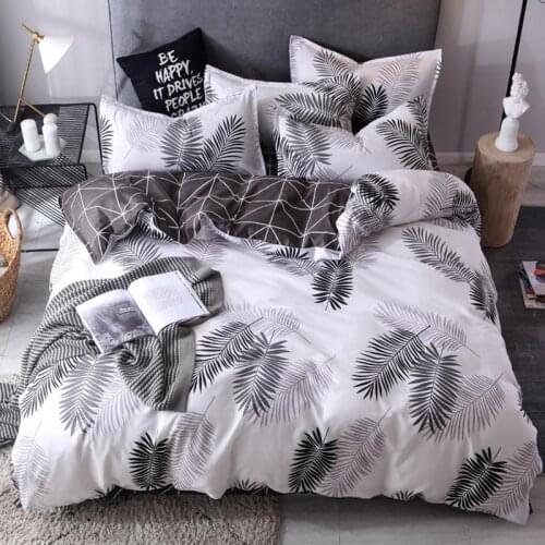 58 3/4pcs/set Nordic Style Bedding Set Leaves Pattern Duvet Cover Set Flat Sheet Pillowcase Bedclothes Bed Linen Set
