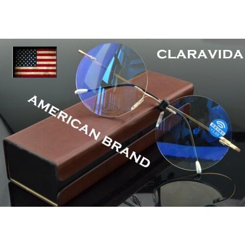 Round Luxury Retro Super High Quality Reading Glasses Metal Rimless with PU Case CLARAVIDA America Brand Gentlemen +0.75~+4.0