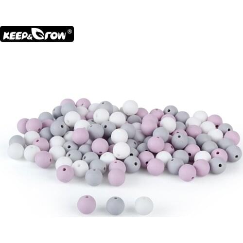 Keep&Grow 15Pcs/Lot 12mm Silicone Beads Round Baby Teething Beads DIY Necklace Making BPA Free Silicone Teethers Nursing Toys