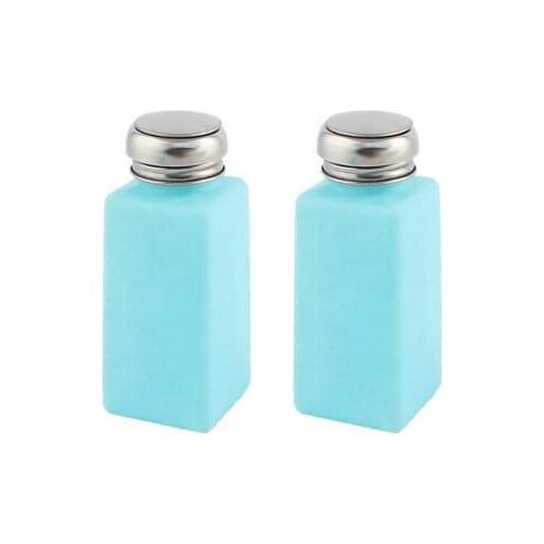 Lab Plastic Pumping Anti-flux Liquid Alcohol Bottle Container Blue 250ml 2pcs