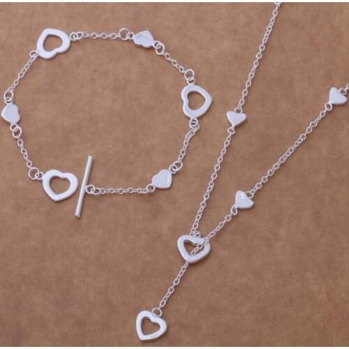 AS064 Hot Lucky Silver Color Jewelry Sets For Women Jewelry Sets Bracelet 130 + Necklace 560 /dliamcpa Bfcajwja
