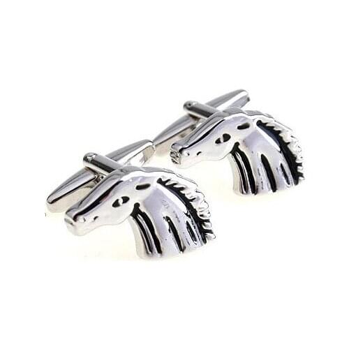 Men Jewellery Horse Cufflinks Wholesale&retail Silver Color Copper Animal Design Best Gift For Men