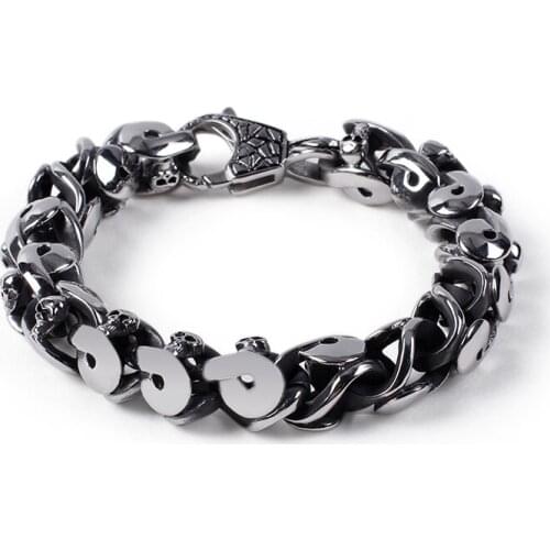 HAOLYNJOY Stainless Steel Retro Twisted Chain Mens Skull Punk Style Unique Bracelet Jewelry Accessories