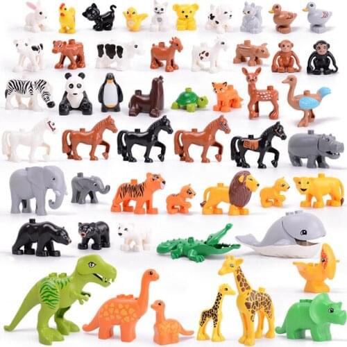 2019 New Animals Blocks Toys Compatible Giraffe Tiger Tortoise Whale Fox ostrich Panda Dinosaur Cow crocodile
