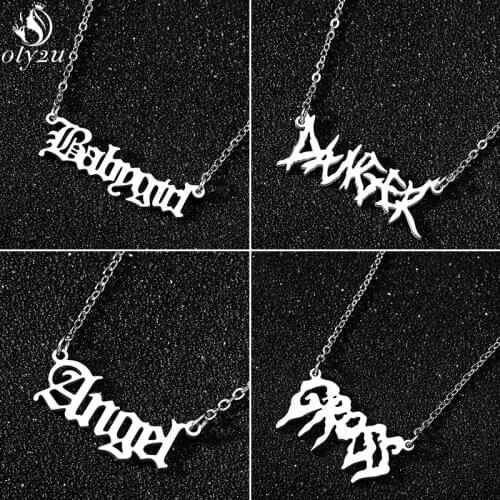 Fashion Gothic Initial Necklace Choker Punk Hip Pop Irregular Words Babygirl Angel Letter Necklaces for Women Men Rock Gift