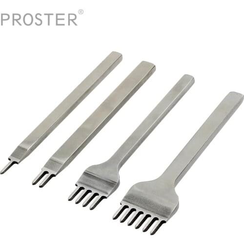 Proster Leather Craft Tool 4mm Hole Punches 1+2+4+6 Prong Lacing Stitching Punch Leather Craft Tools Stitching Sewing Punches