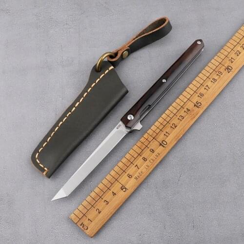 Wooden handle folding M390 blade multifunctional outdoor sharp tactical slicing fruit climbing survival EDC tool hunting knife