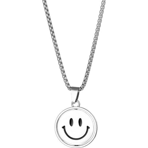 Smiley Necklace Titanium Steel Does Not Rust Smiling Face And Crying Face Sad Couple Necklace Mood Decorations Stainless Steel