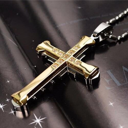 Alloy Metal Jesus Cross Pendant Men Long Beads Chain Necklace Unisex Choker 2021 Popular Gift Jewelry Dropshipping Wholesale