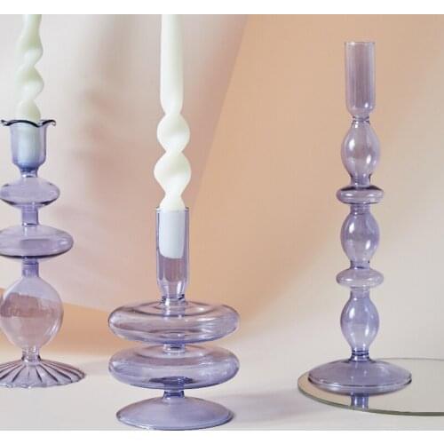 Floriddle Glass Candlesticks Lilac Candle Holders Wedding Table Centerpieces Nordic Home Decoration Christmas Gift