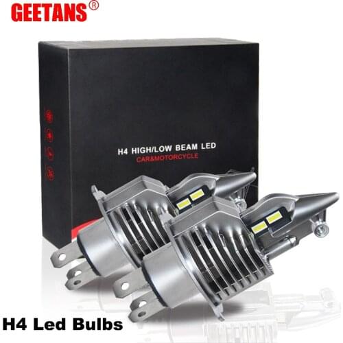 GEETANS 2PCS H4 Led Bulbs Car/motorcycle Headlight 80W 12V 6000K Super Led H4 Car headlight Bulbs lampada Led H4 16000LM CF