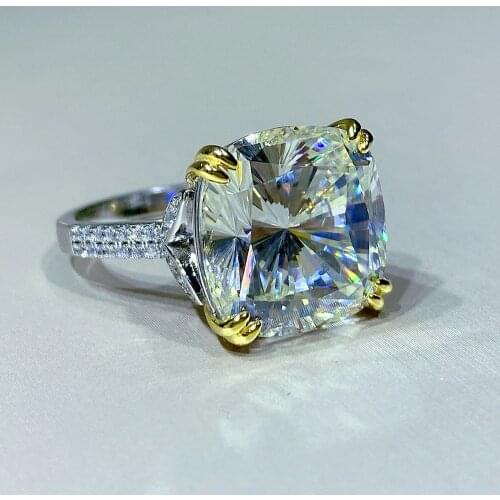 Charms 100% 925 Sterling 14*14MM 15CT Square Radiant Cut Citrine Pink Gemstone Rings For Women Fine Fashion Jewelry