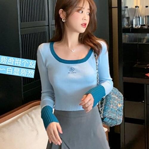 Spring Autumn Style Women Knitted Short Pullover Top Lady Casual O-Neck Knitted Short Style Sweater Pullover ZZ0948